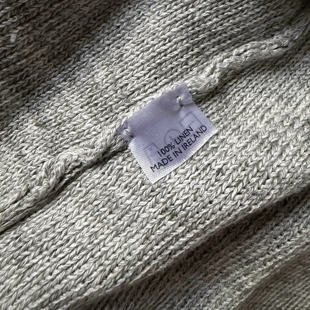 Inis Meain 100% linen Classic Crewneck ombré grey/blue Sweater - Picture 6 of 6